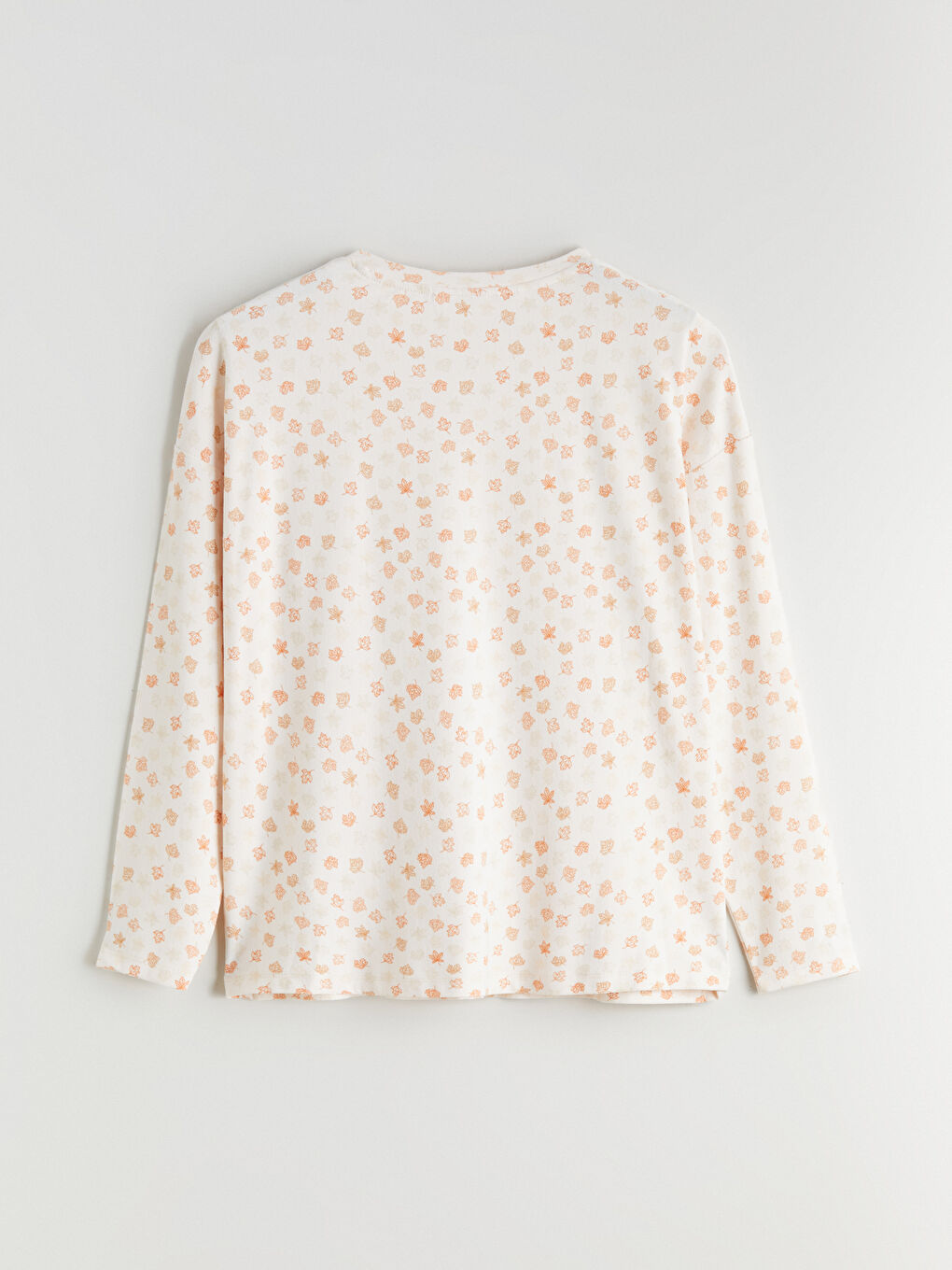 Pembe Bisiklet Yaka Baskılı Kadın Pijama Üst-1