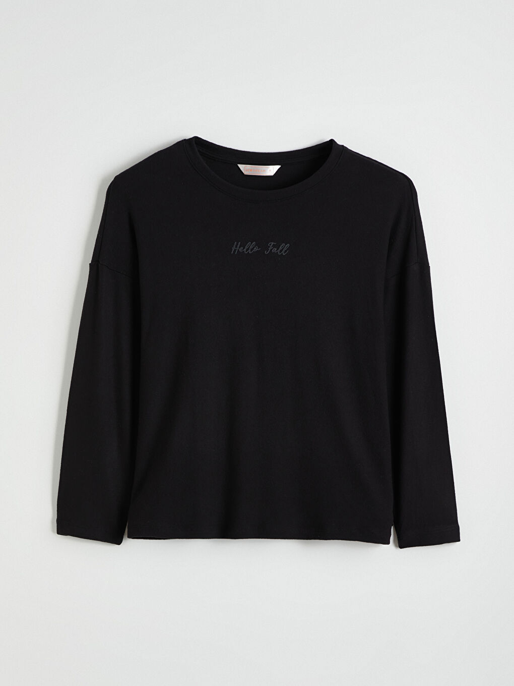 Siyah Bisiklet Yaka Baskılı Kadın Pijama Takımı	-1