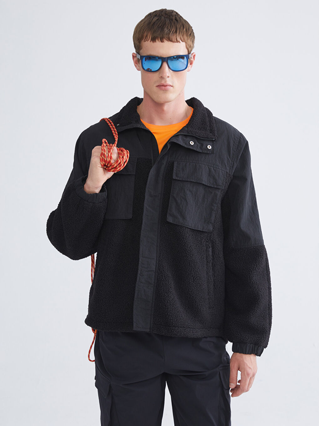 Палто със свободна кройка и яка за мъже