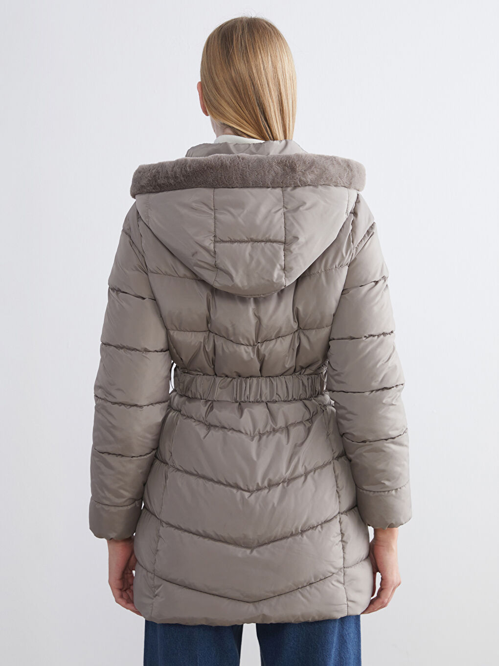 Woman BROWN Puffer Coat-3