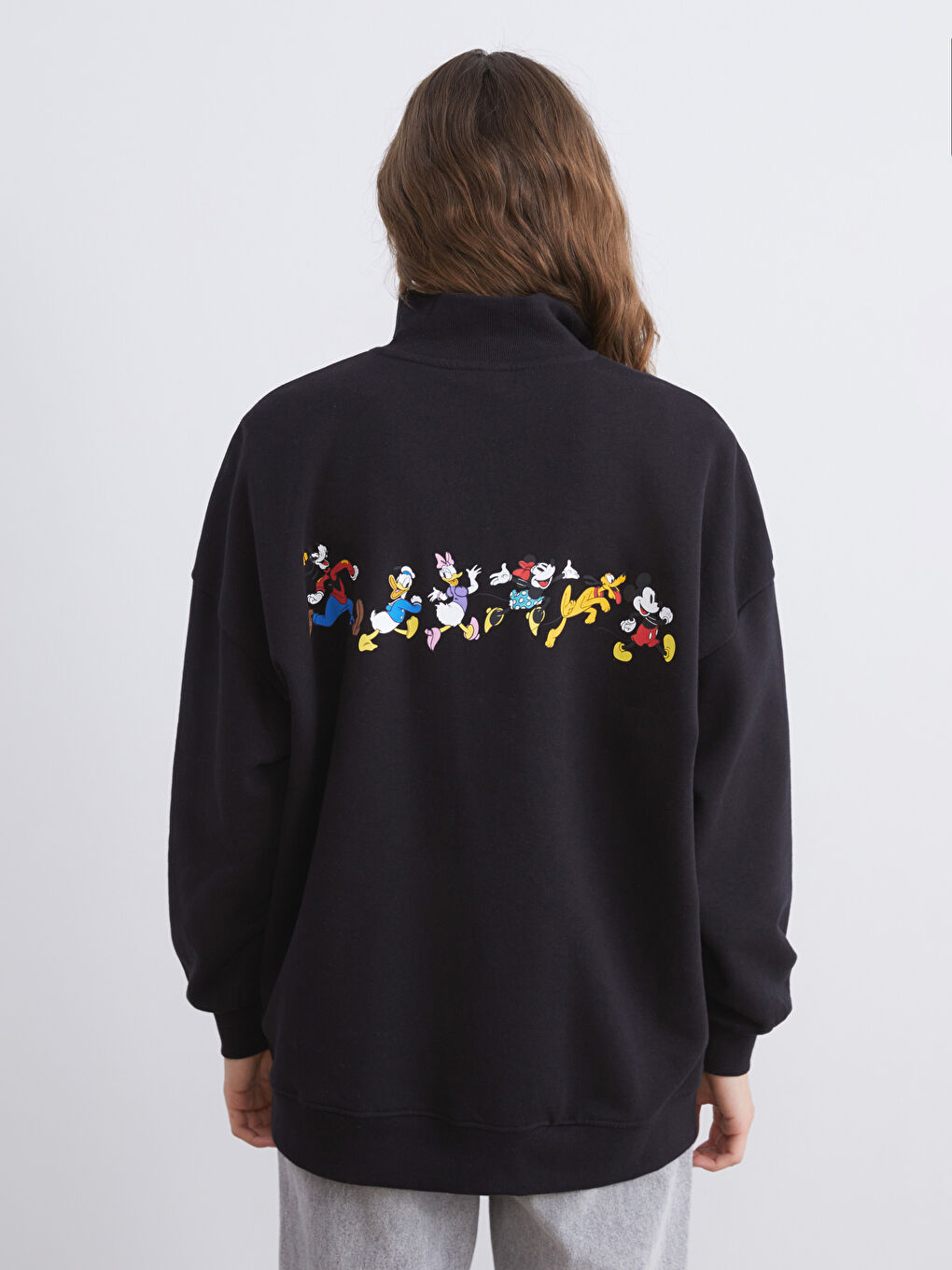 Mickey Mouse Embroidered Women's Thick Sweatshirt-3