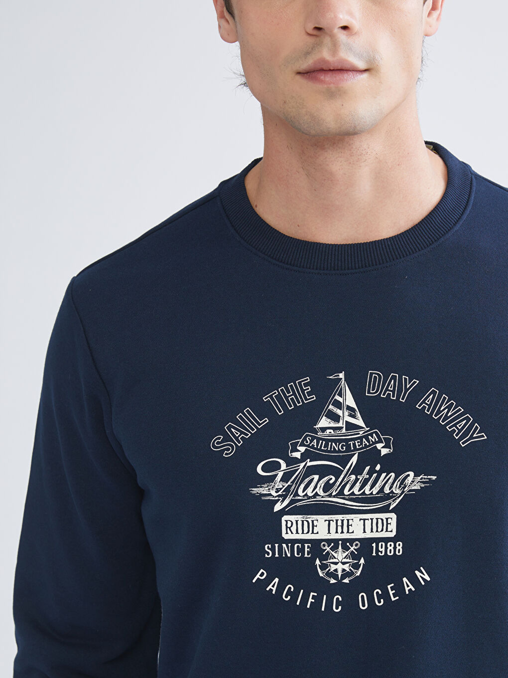 Crew Neck Printed Men's Thick Sweatshirt-4