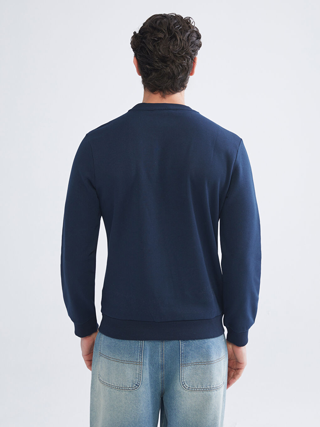 Crew Neck Printed Men's Thick Sweatshirt-6