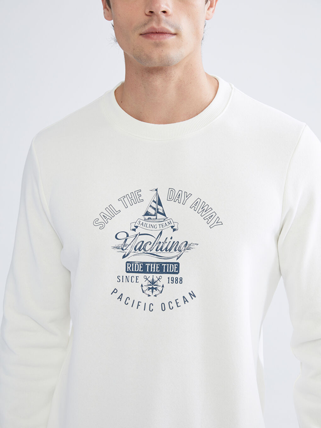 Crew Neck Printed Men's Thick Sweatshirt-4