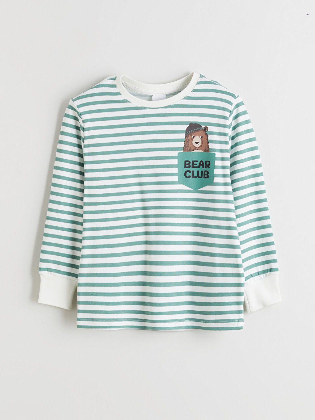 Ekru Ayı Teddy Baskılı Erkek Çocuk Pijama Üst