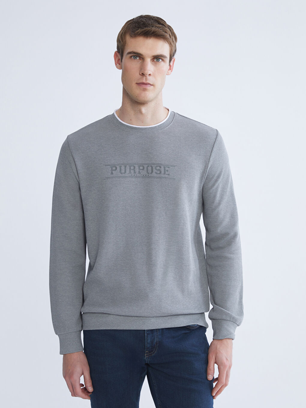 Crew Neck Printed Men's Sweatshirt