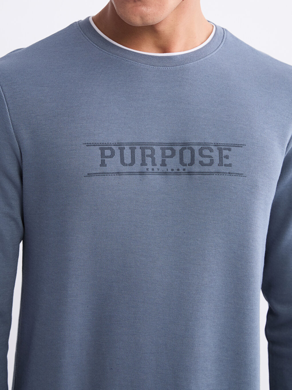 Mavi Bisiklet Yaka Baskılı Erkek Sweatshirt-2