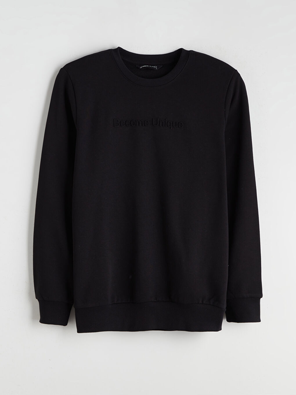 Siyah Bisiklet Yaka Baskılı Erkek Sweatshirt-4