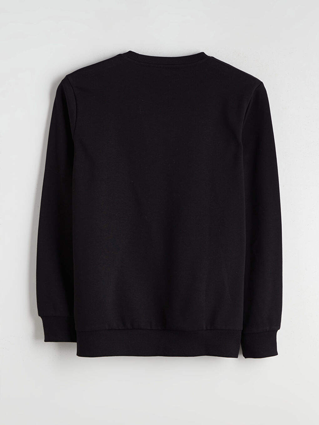 Siyah Bisiklet Yaka Baskılı Erkek Sweatshirt-5