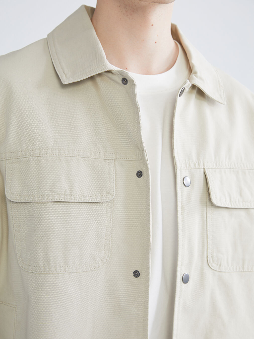 Bej Rahat Kalıp Ceket Yaka Erkek Mont-2