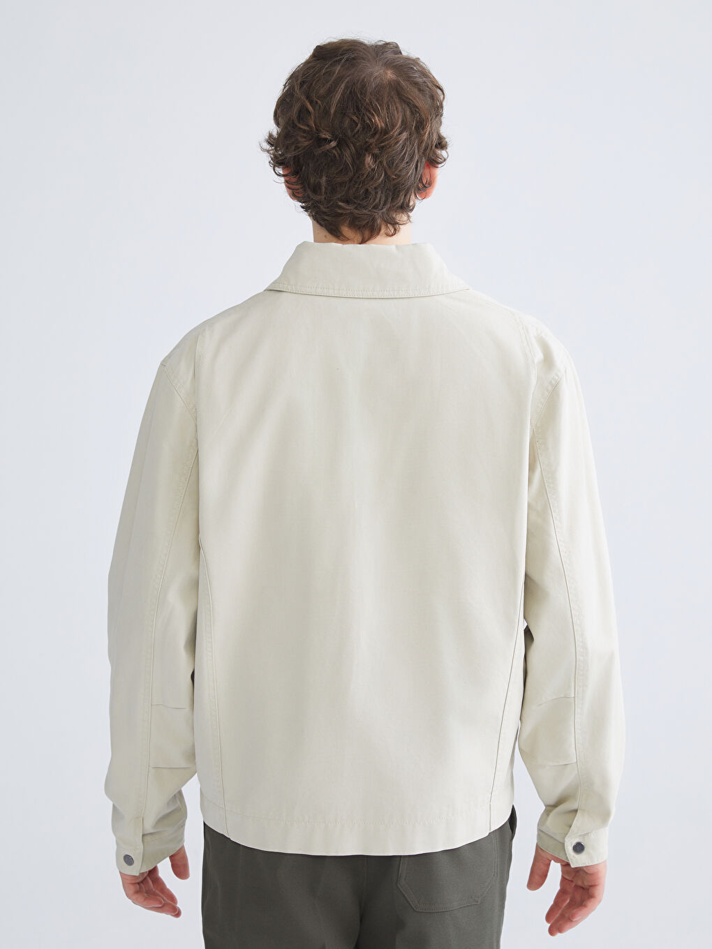 Bej Rahat Kalıp Ceket Yaka Erkek Mont-4