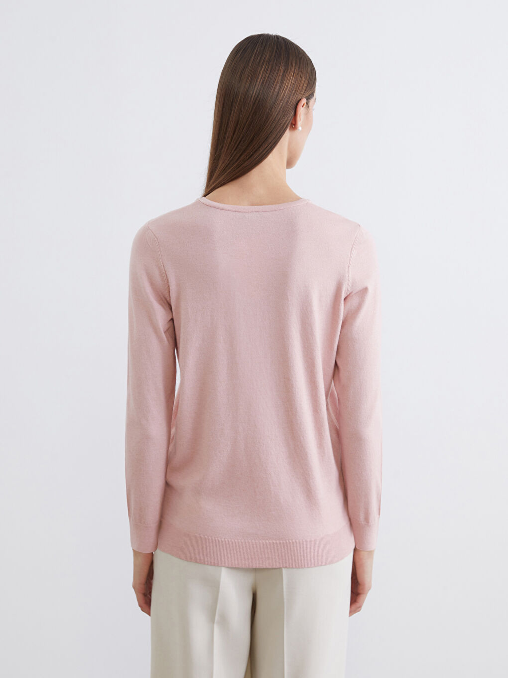 Pull-over en Tricot à Col Rond pour Femmes-3