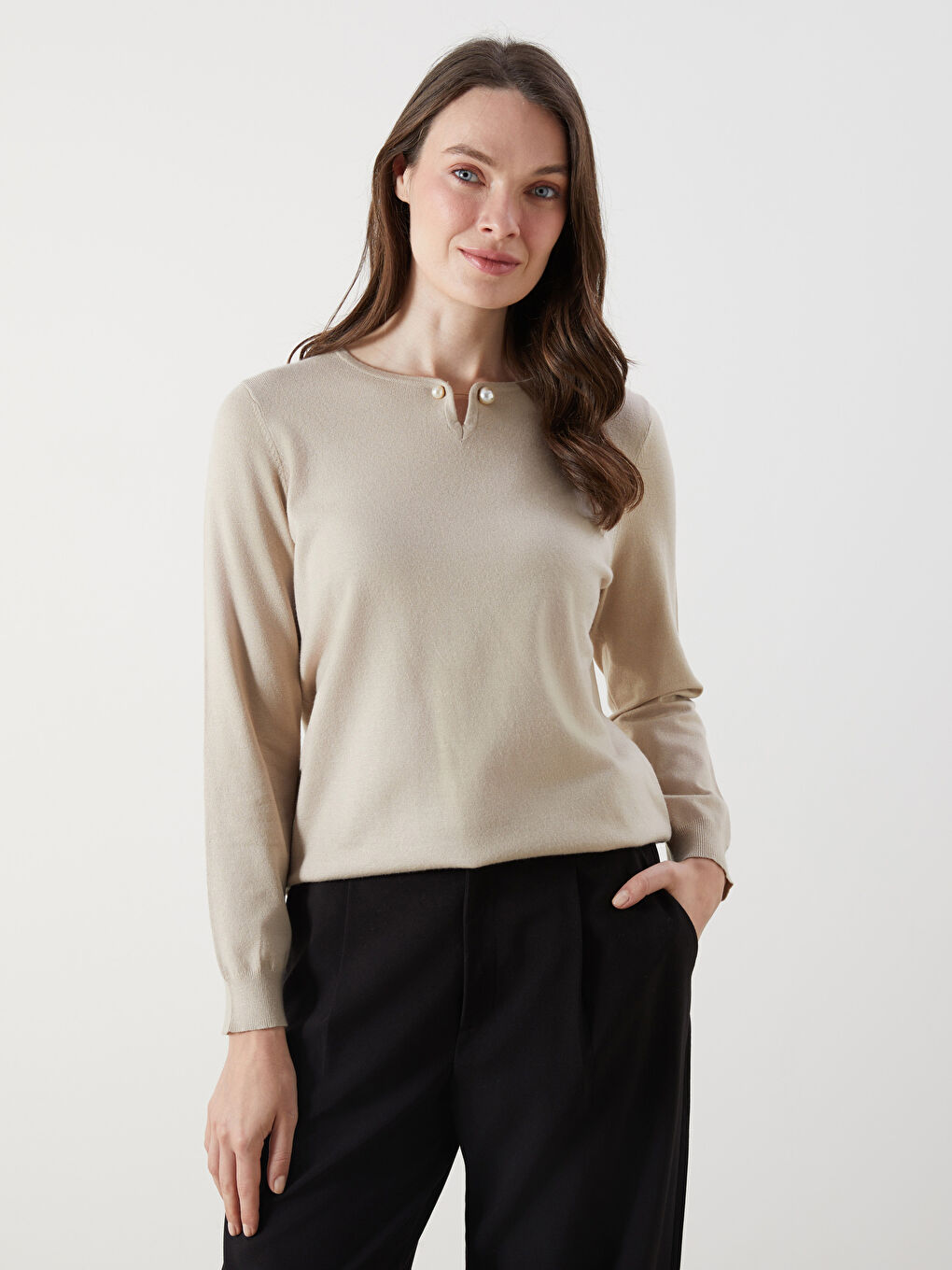 Crew Neck Women's Knitwear Sweater