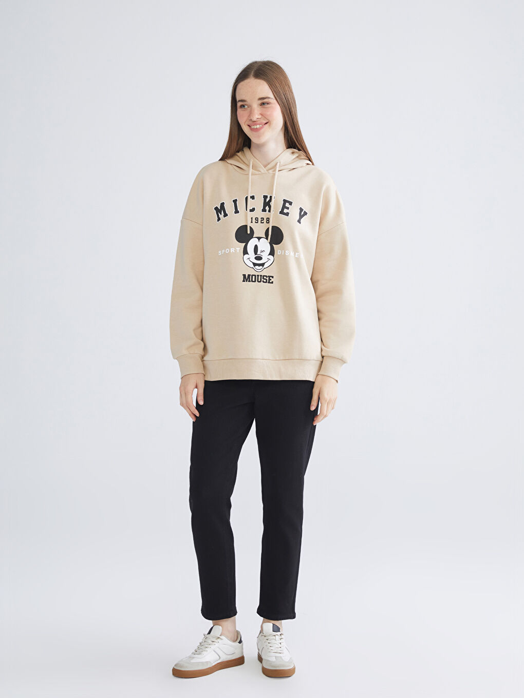 Mickey Mouse Printed Oversize Women's Thick Hoodie-1