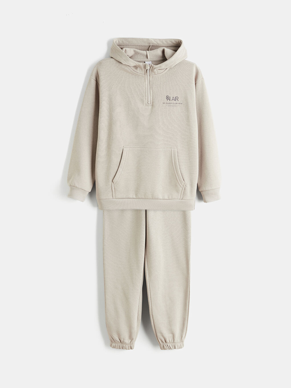 Bej Kapüşonlu Erkek Çocuk Eşofman Takım-2