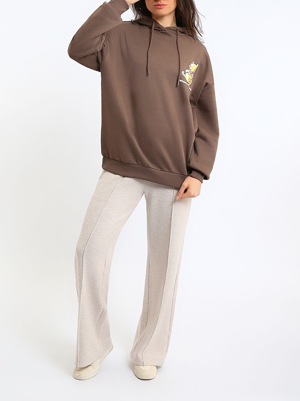 әйелдерге арналған худи winnie the pooh принтті ұзын жеңді свитшот-1