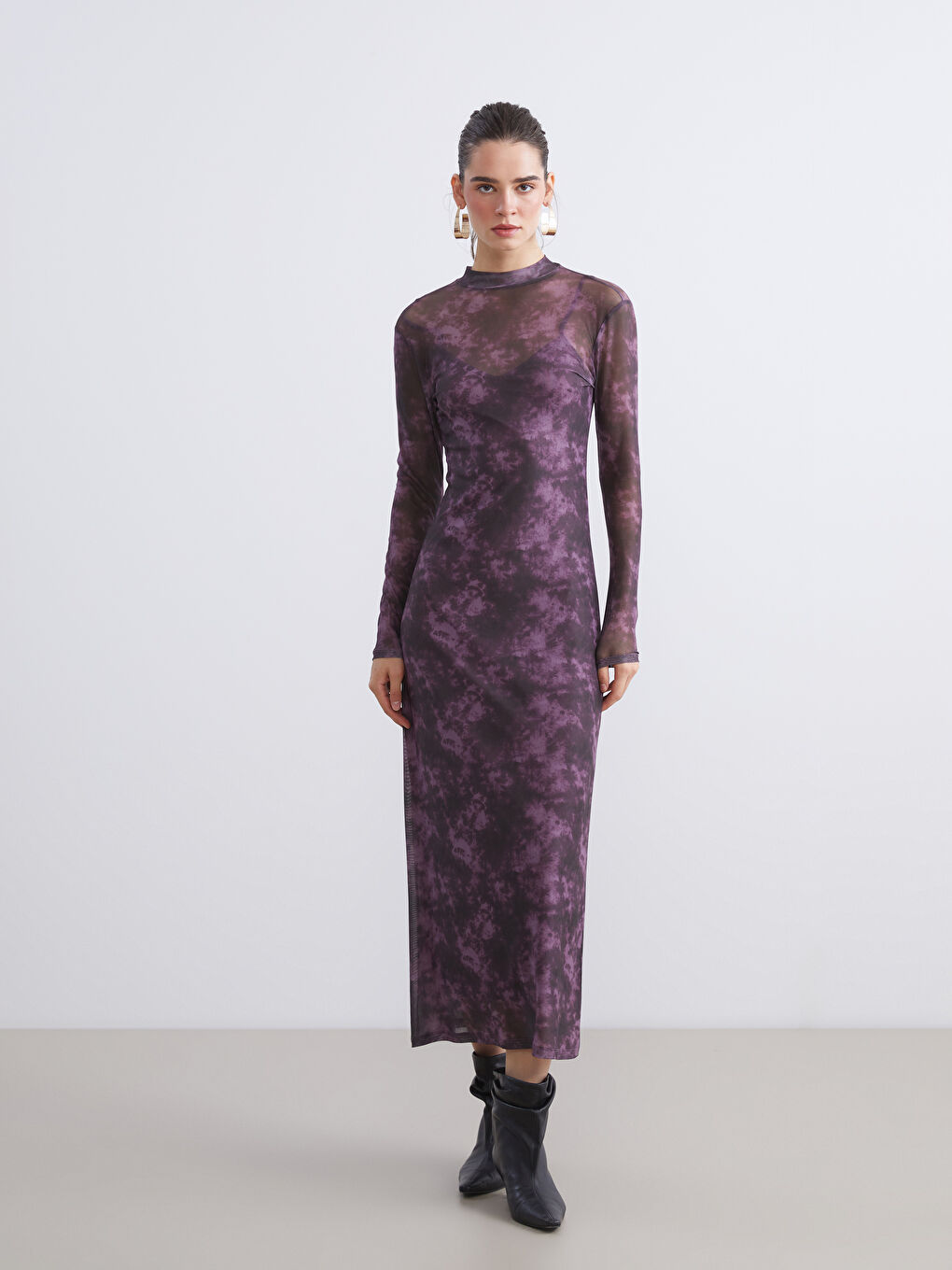 Funnel Neck Tie-dye Dress