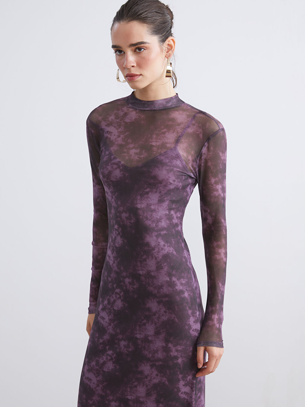 Funnel Neck Tie-dye Dress-1