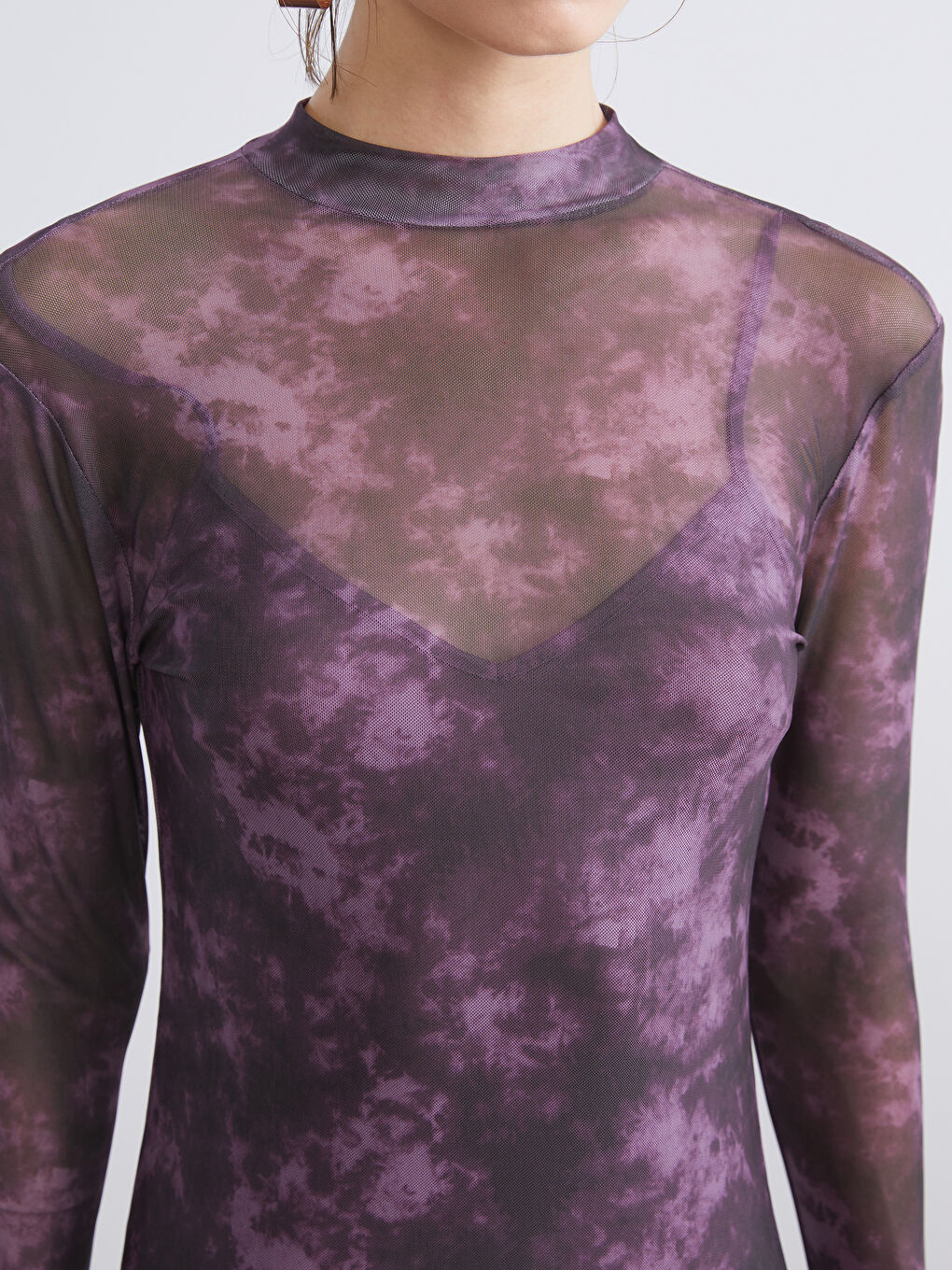 Funnel Neck Tie-dye Dress-2
