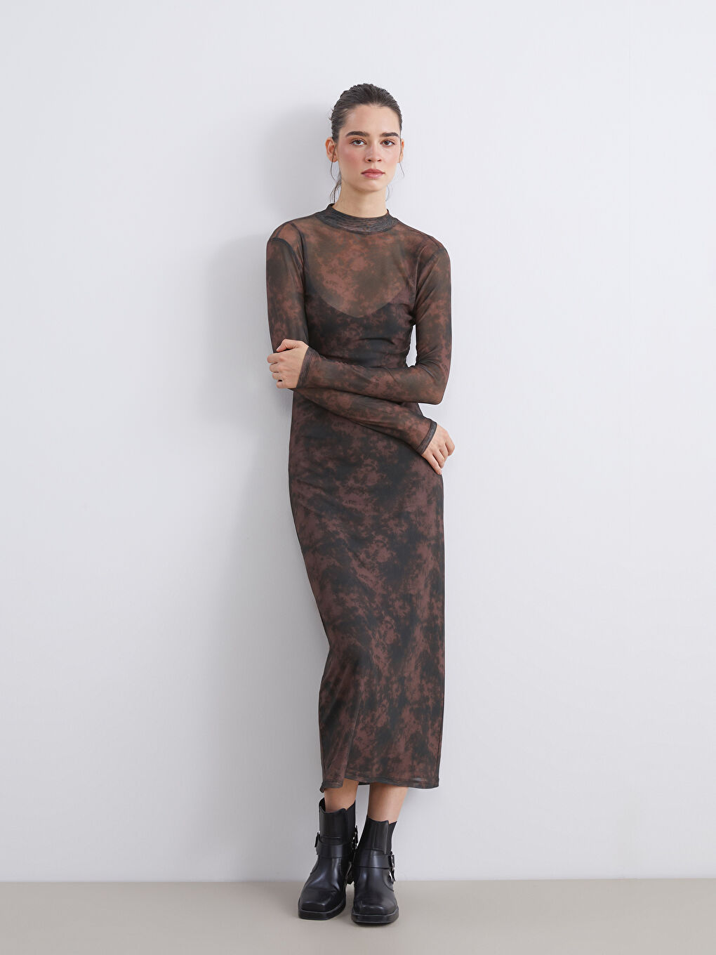Funnel Neck Tie-dye Dress