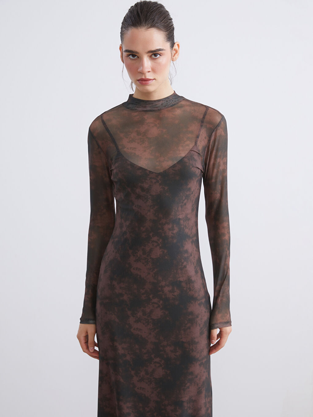Funnel Neck Tie-dye Dress-1