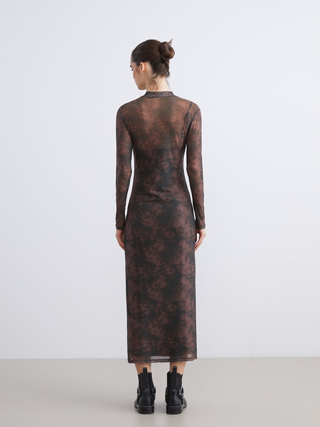 Funnel Neck Tie-dye Dress-3