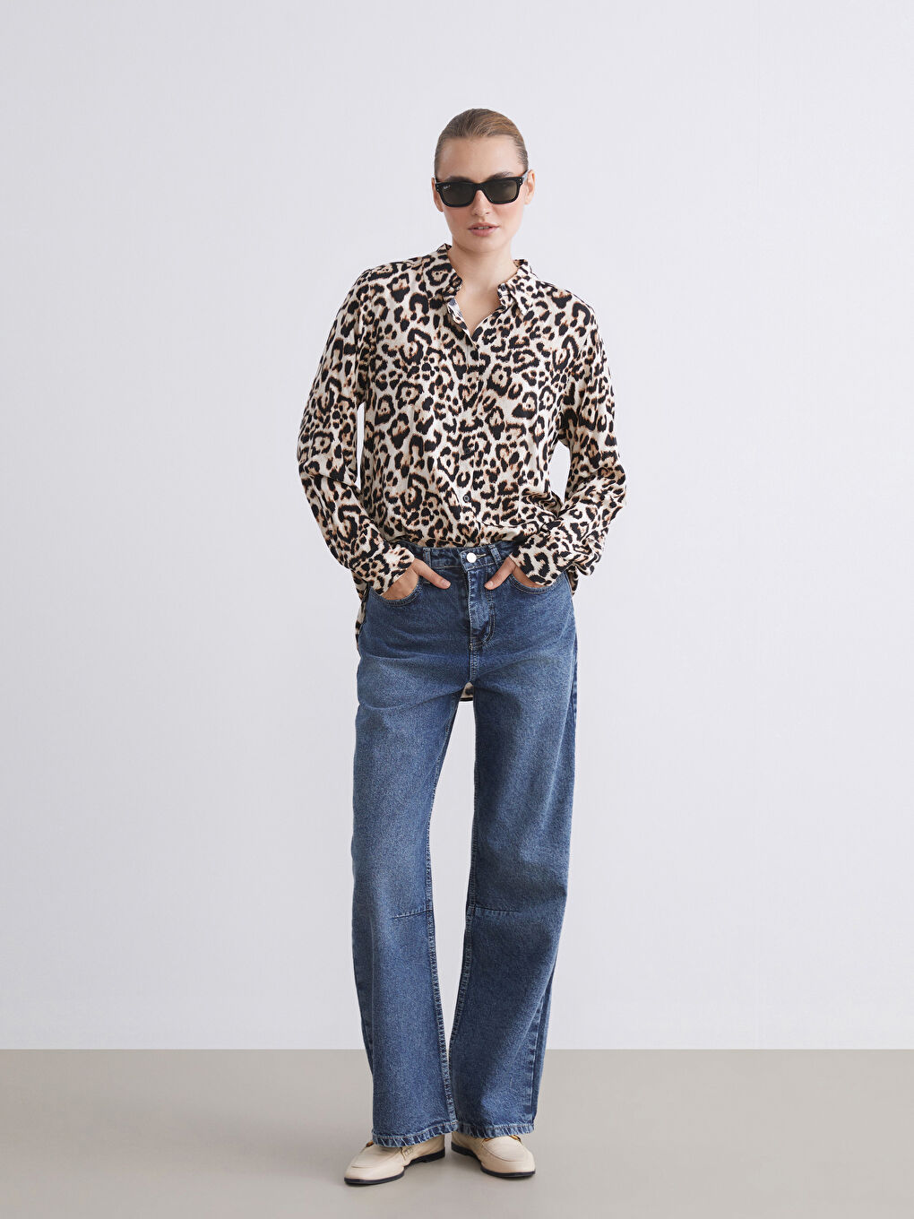 LCWAIKIKI Classic Leopard Print Women's Shirt -W5AG67Z8-LQY