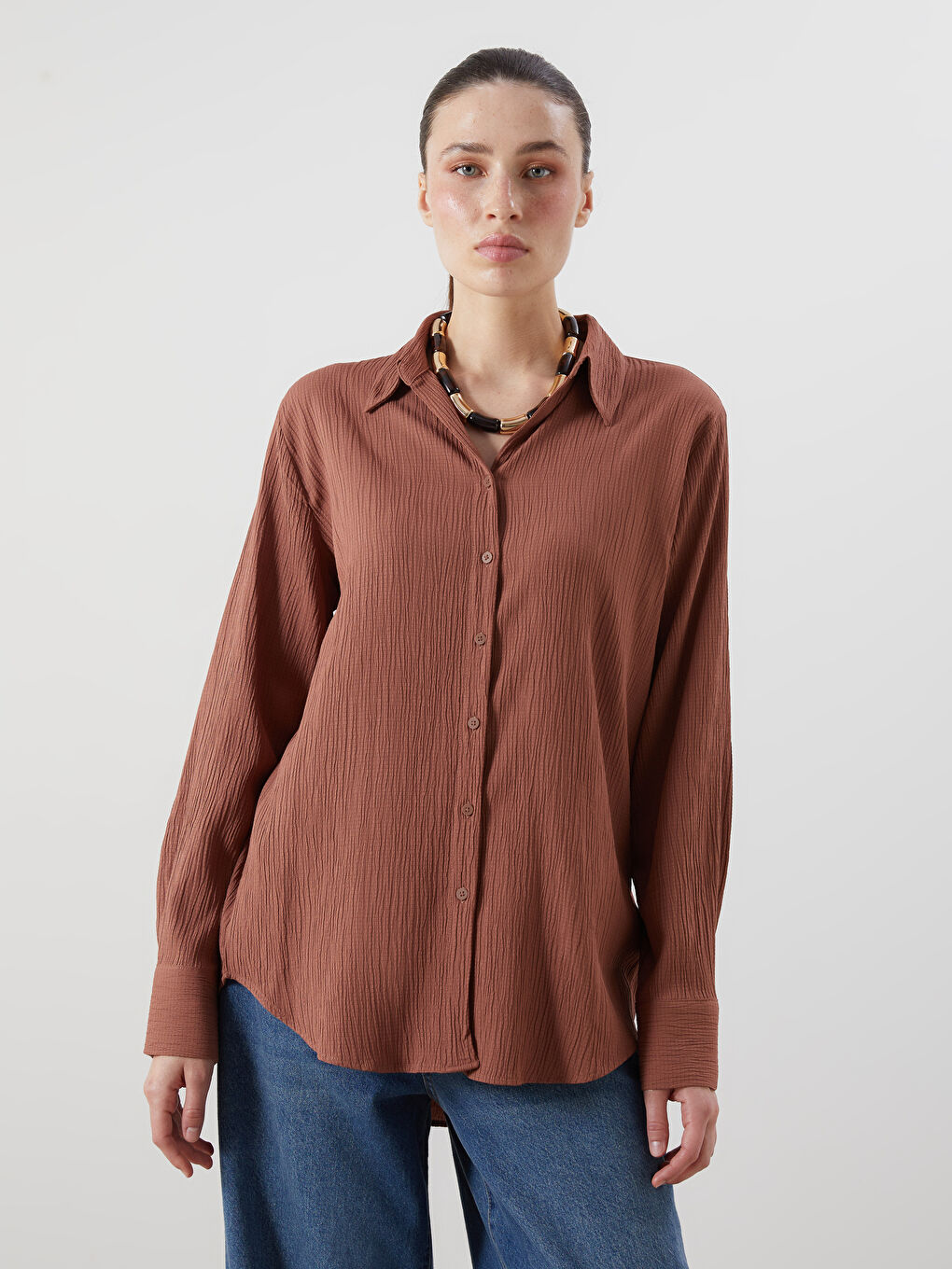 LCWAIKIKI Classic Textured Women's Shirt -W5AG68Z8-EF9