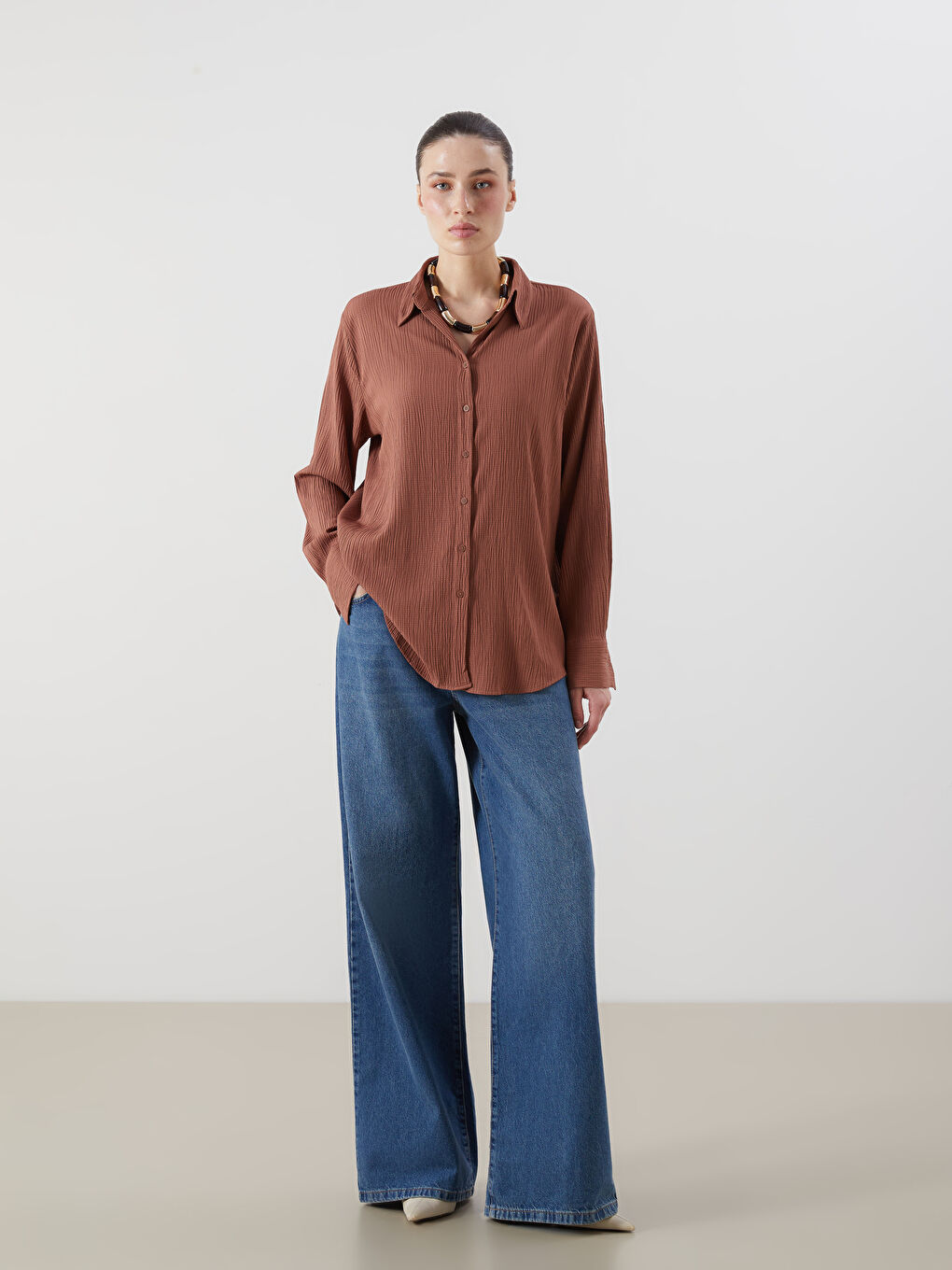 LCWAIKIKI Classic Textured Women's Shirt -W5AG68Z8-EF9