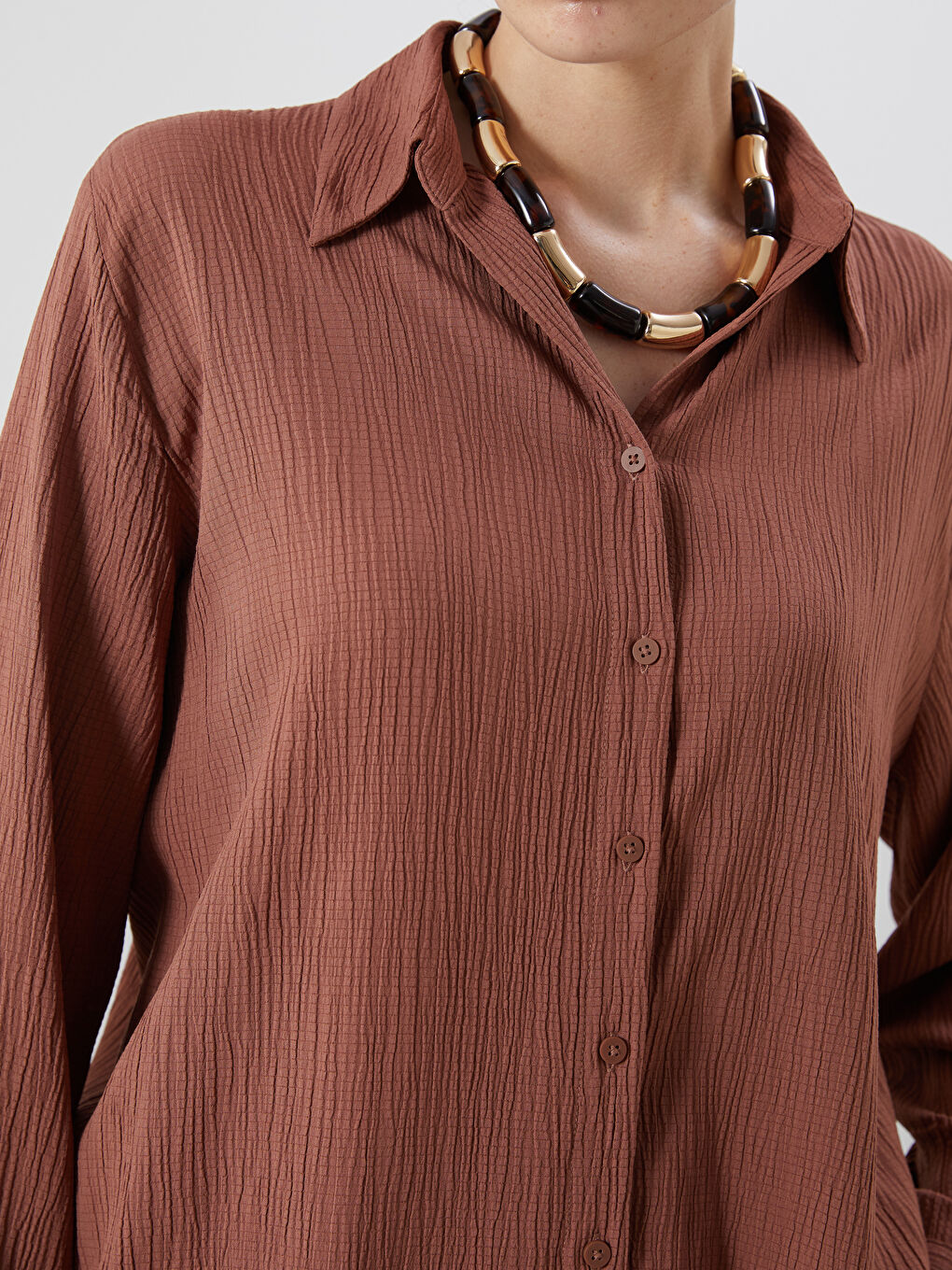 LCWAIKIKI Classic Textured Women's Shirt -W5AG68Z8-EF9