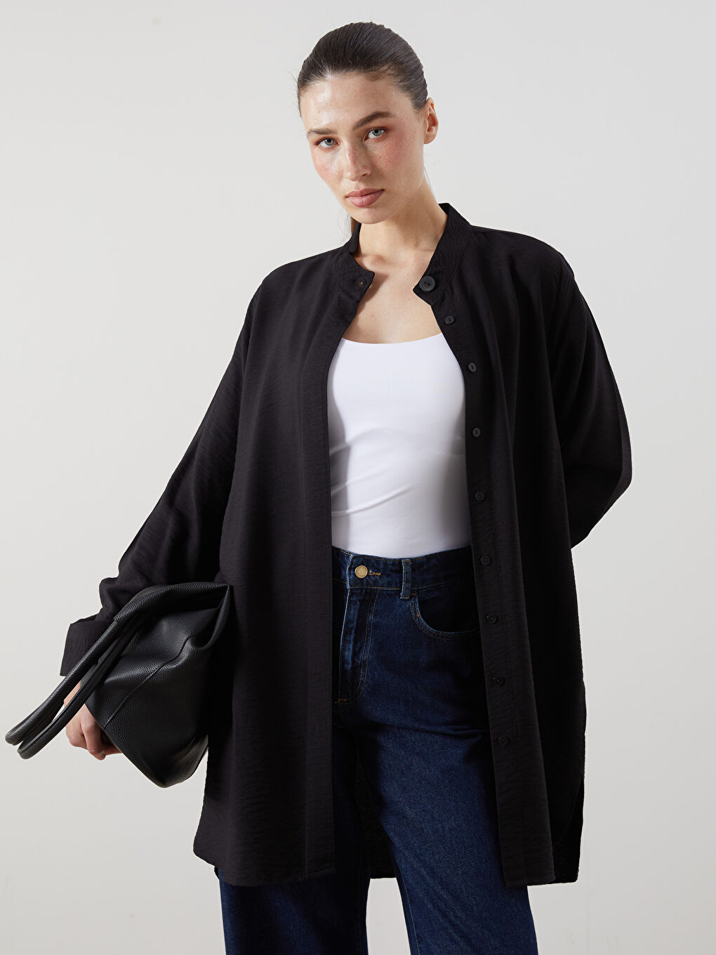 LCWAIKIKI كلاسيك یه‌خه‌ی باوه‌ گه‌وره‌ کراسی تونیکی ژنان -W5AG73Z8-CVL