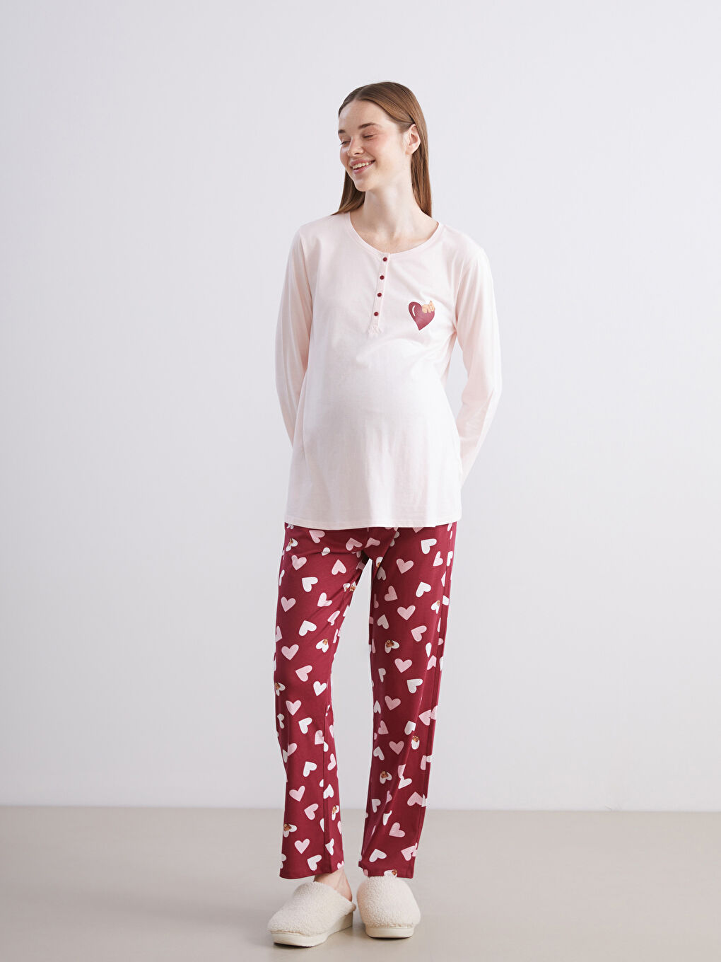 Crew Neck Printed Maternity Pyjama Set-1