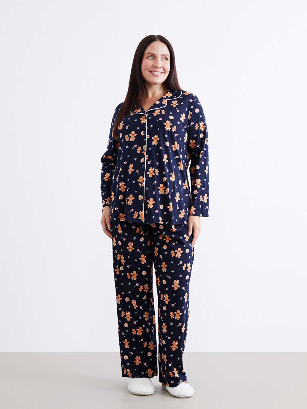 Collared Neck Printed Maternity Pyjama Set-1