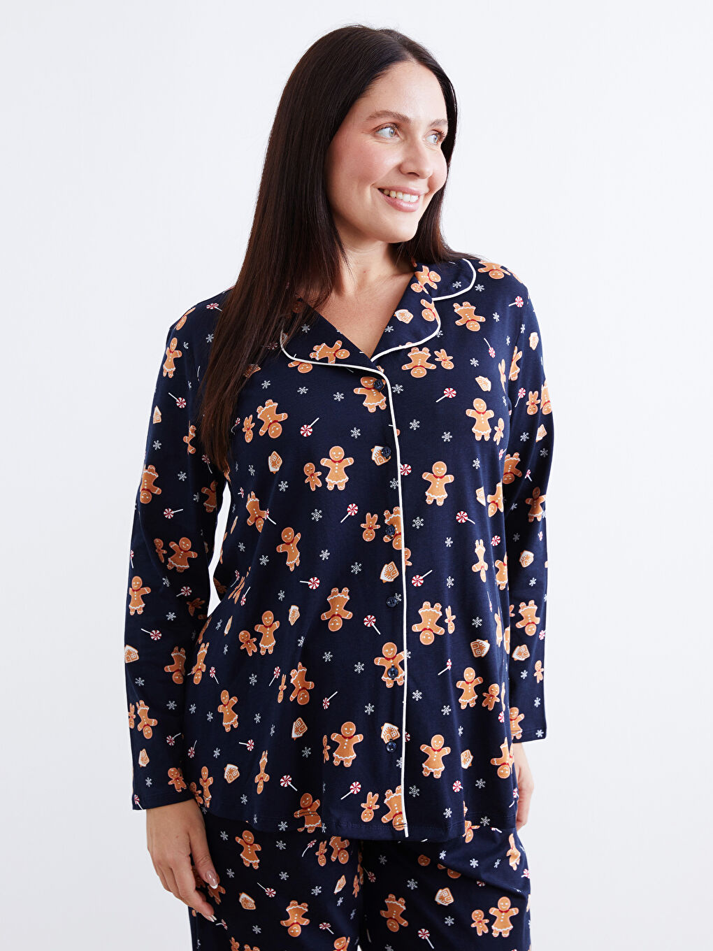 Collared Neck Printed Maternity Pyjama Set-5