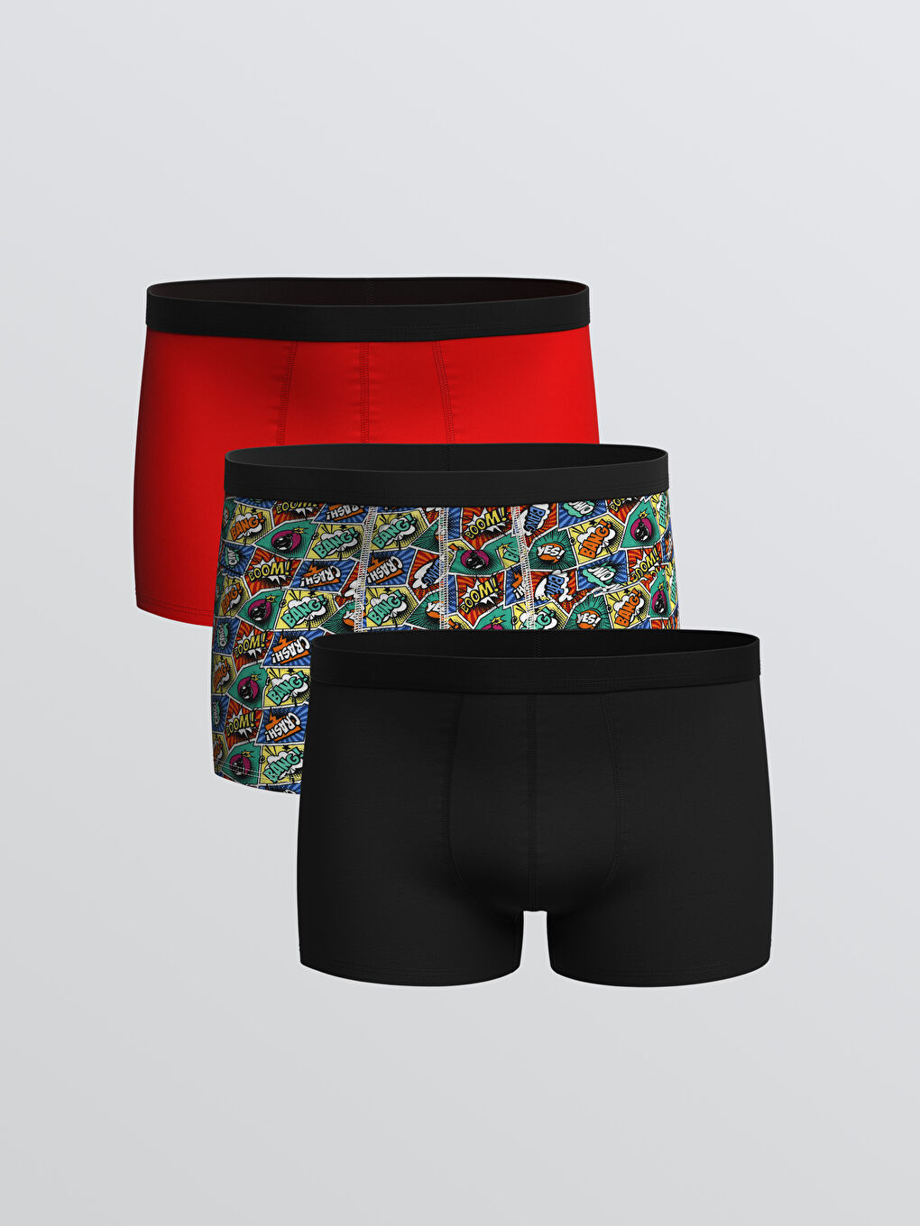 Lot de 3 Caleçons Boxers en Coton Extensible Coupe Standard pour Hommes