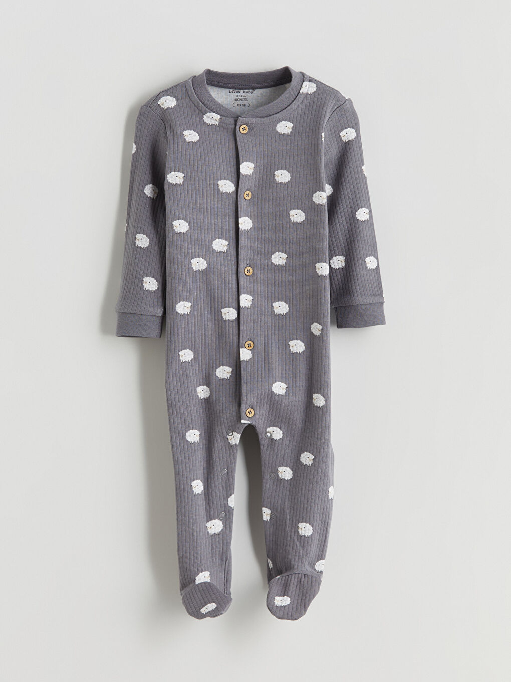 Crew Neck Ribbed Fabric Baby Boys' Jumpsuit