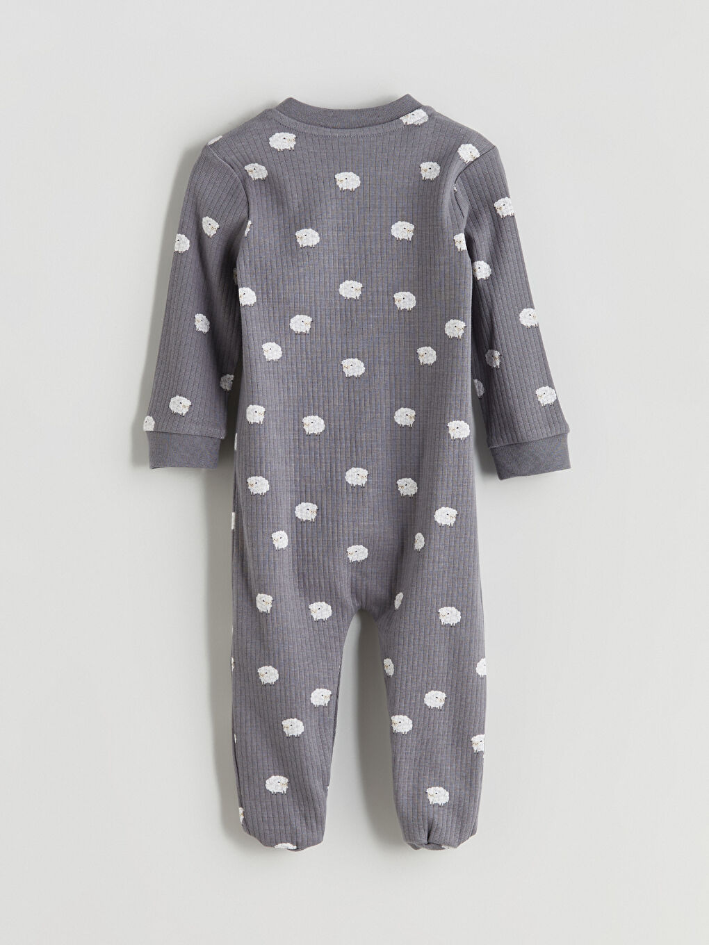 Crew Neck Ribbed Fabric Baby Boys' Jumpsuit-2