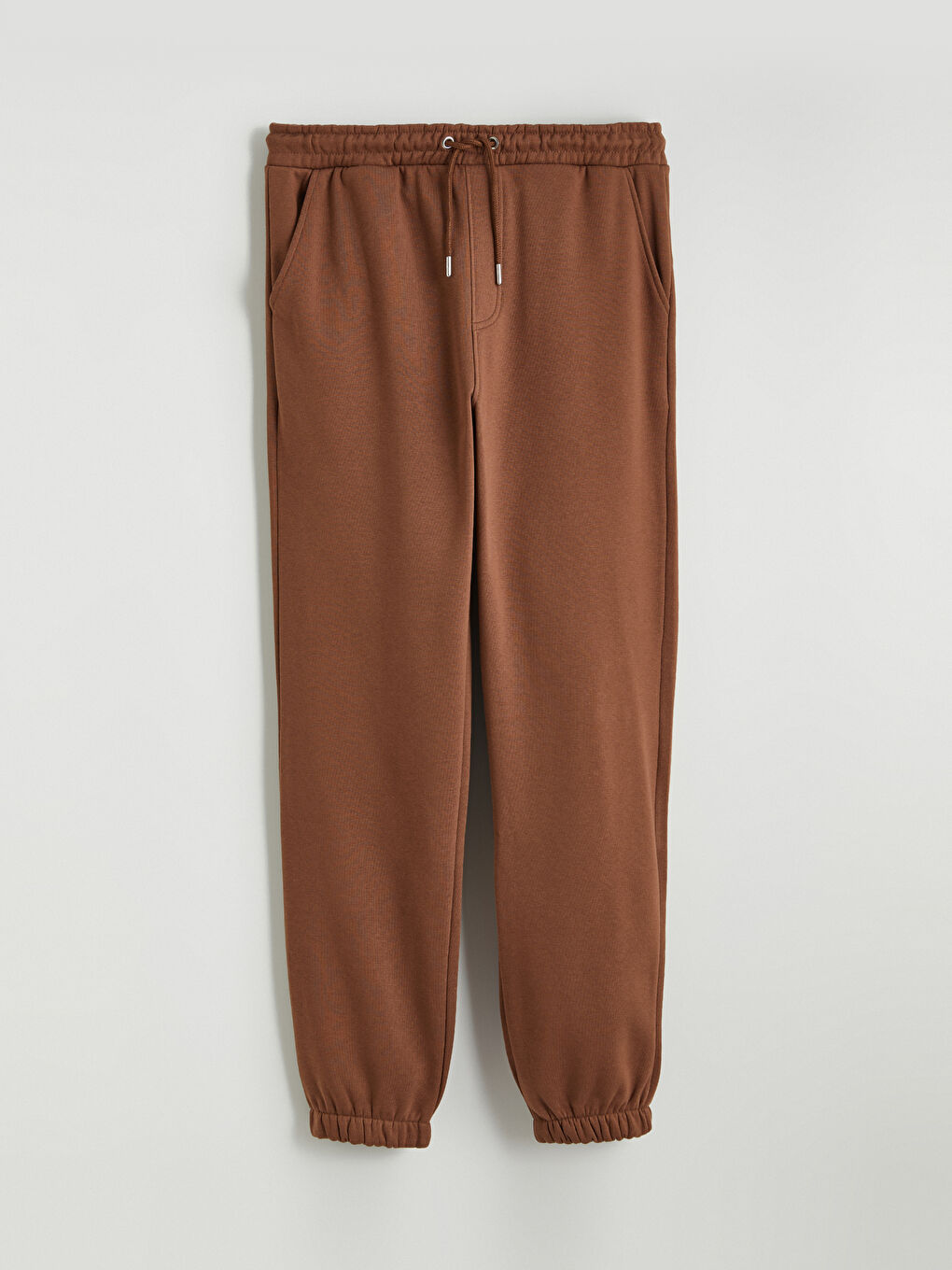 Kahverengi Rahat Kalıp Erkek Kalın Eşofman Altı-4