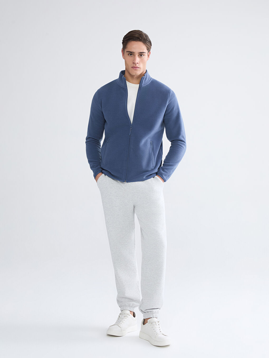 Gri Rahat Kalıp Erkek Kalın Eşofman Altı