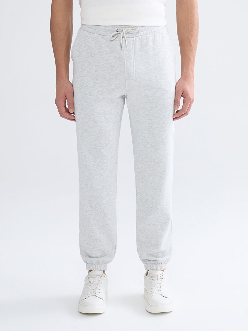 Gri Rahat Kalıp Erkek Kalın Eşofman Altı-1