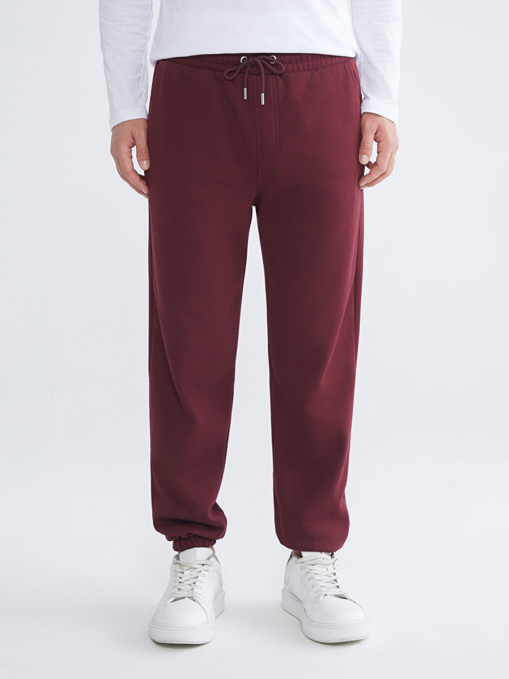 Bordo Rahat Kalıp Erkek Kalın Eşofman Altı-1