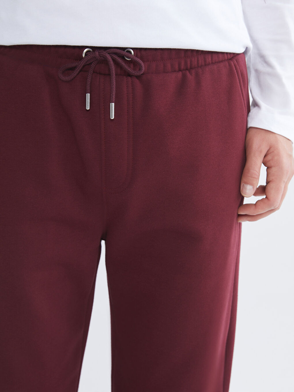 Bordo Rahat Kalıp Erkek Kalın Eşofman Altı-2