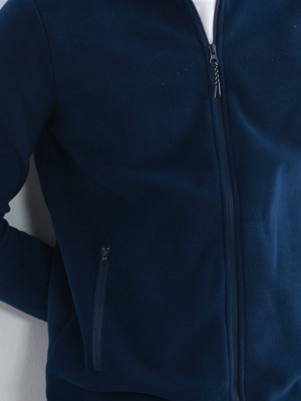 Petrol Dik Yaka Uzun Kollu Polar Erkek Fermuarlı Sweatshirt-3