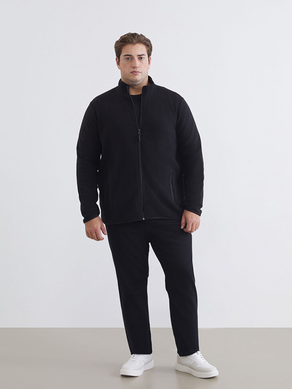 Standing Collar Long Sleeve Polar Men's Zippered Sweatshirt-9