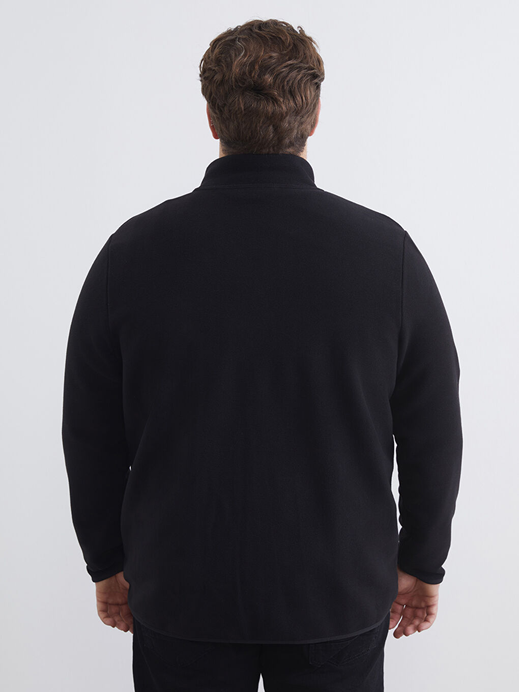 Standing Collar Long Sleeve Polar Men's Zippered Sweatshirt-11