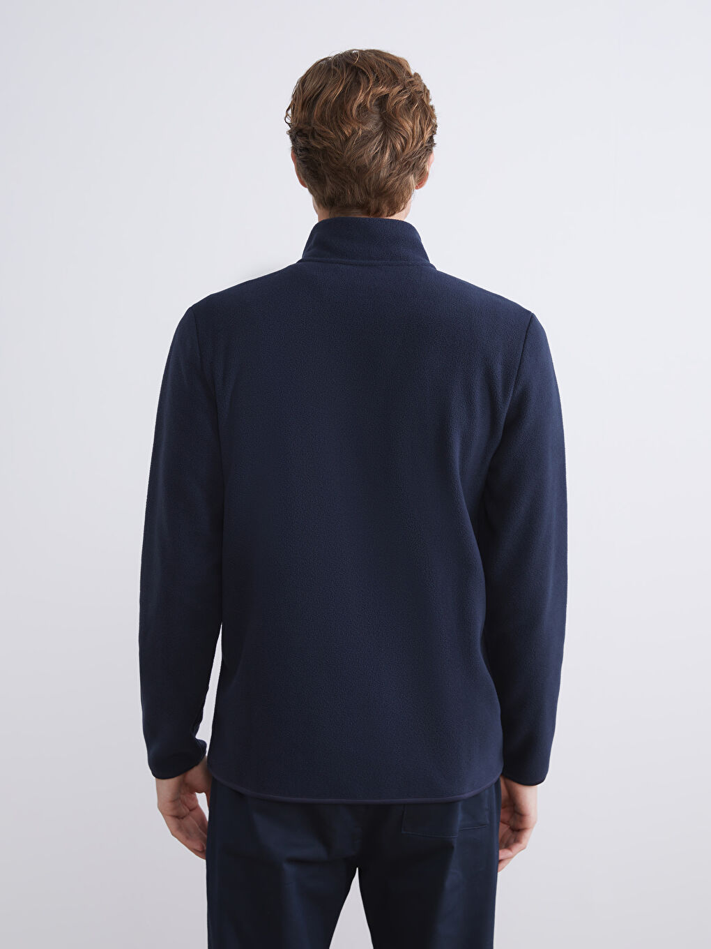 Standing Collar Long Sleeve Polar Men's Zippered Sweatshirt-3