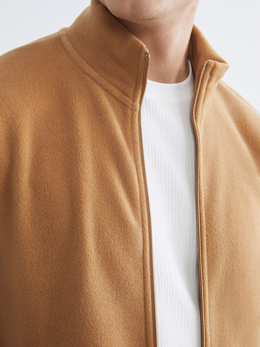 Standing Collar Long Sleeve Polar Men's Zippered Sweatshirt-2