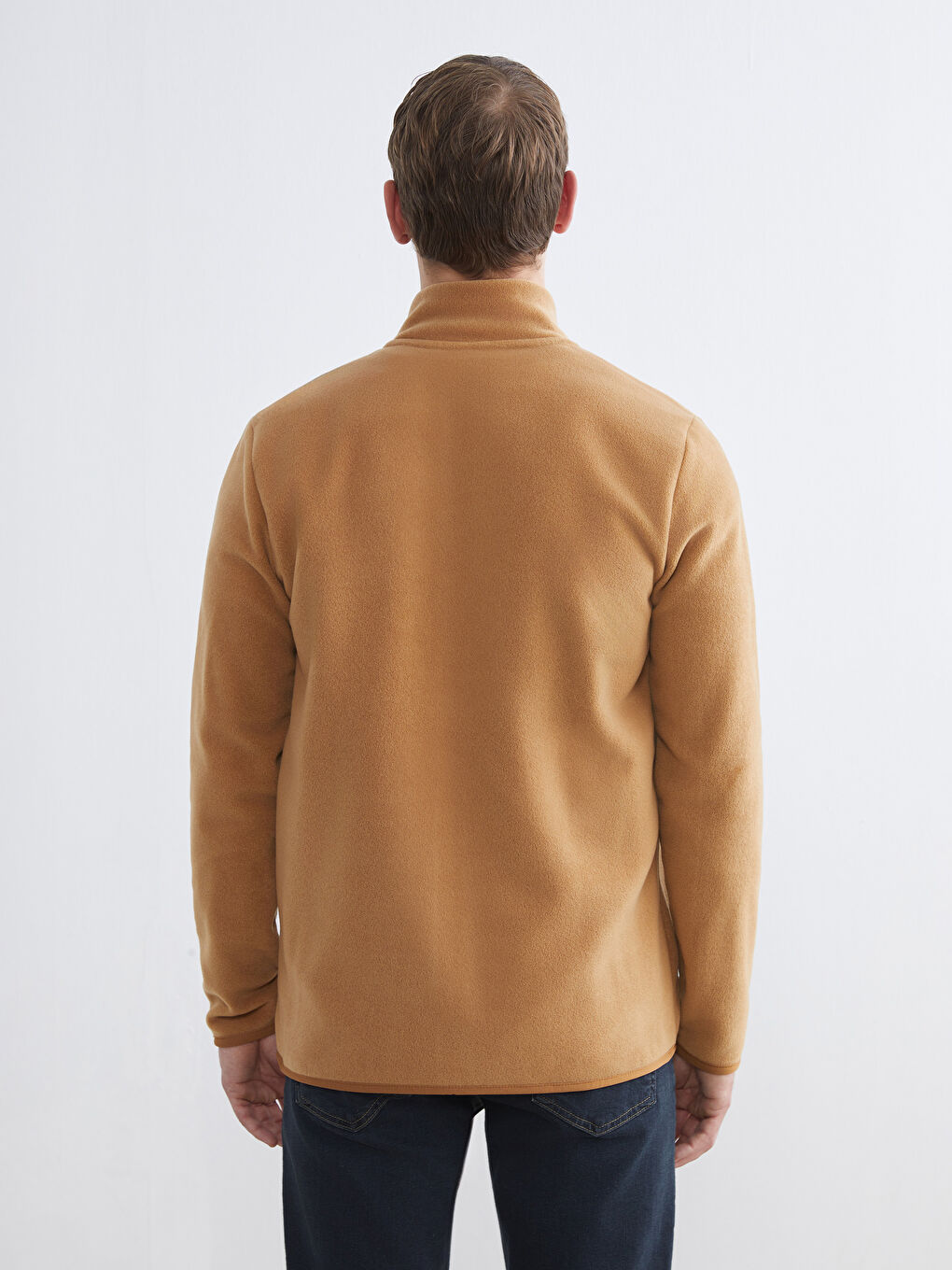 Standing Collar Long Sleeve Polar Men's Zippered Sweatshirt-4