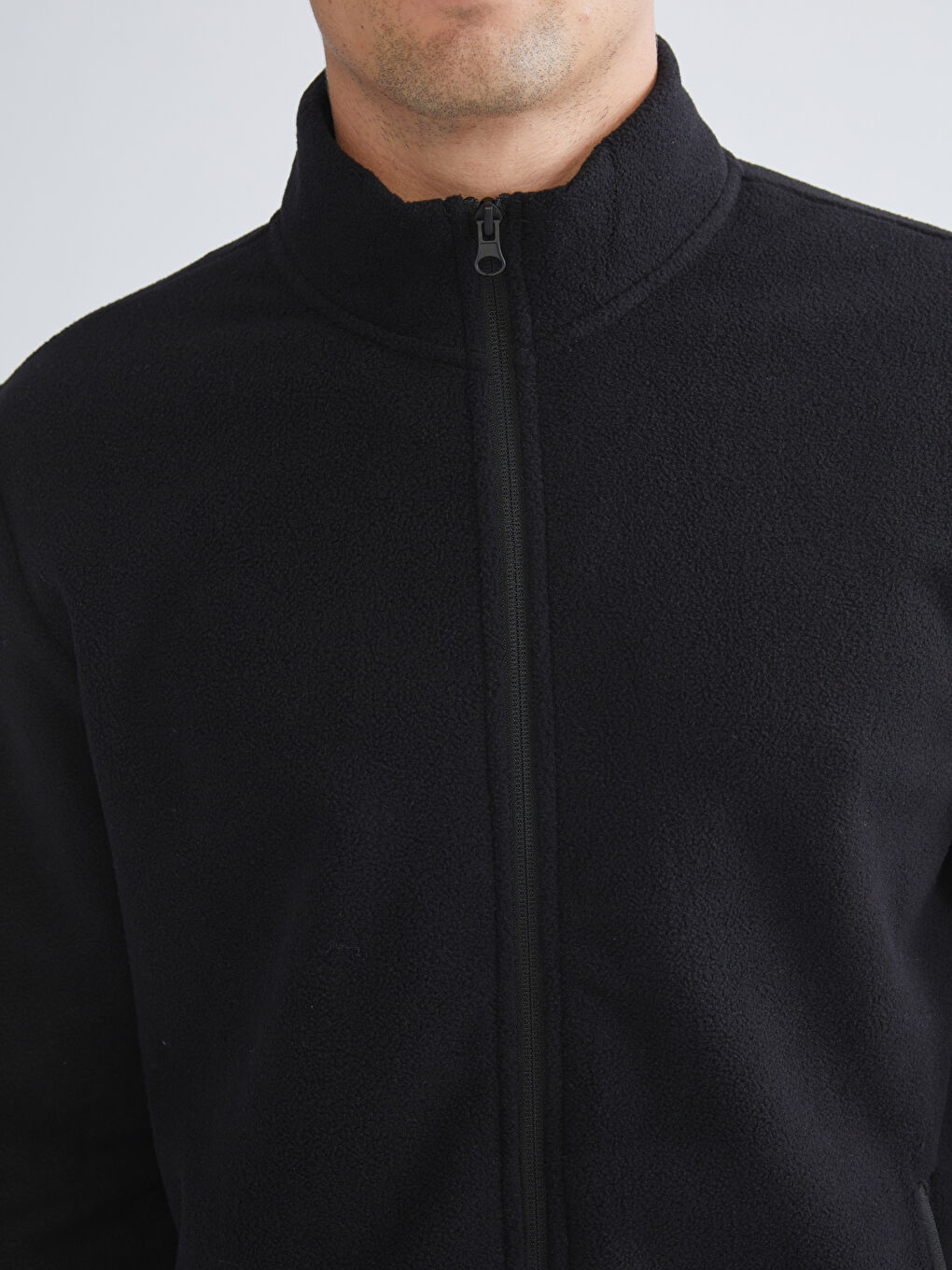 Standing Collar Long Sleeve Polar Men's Zippered Sweatshirt-4