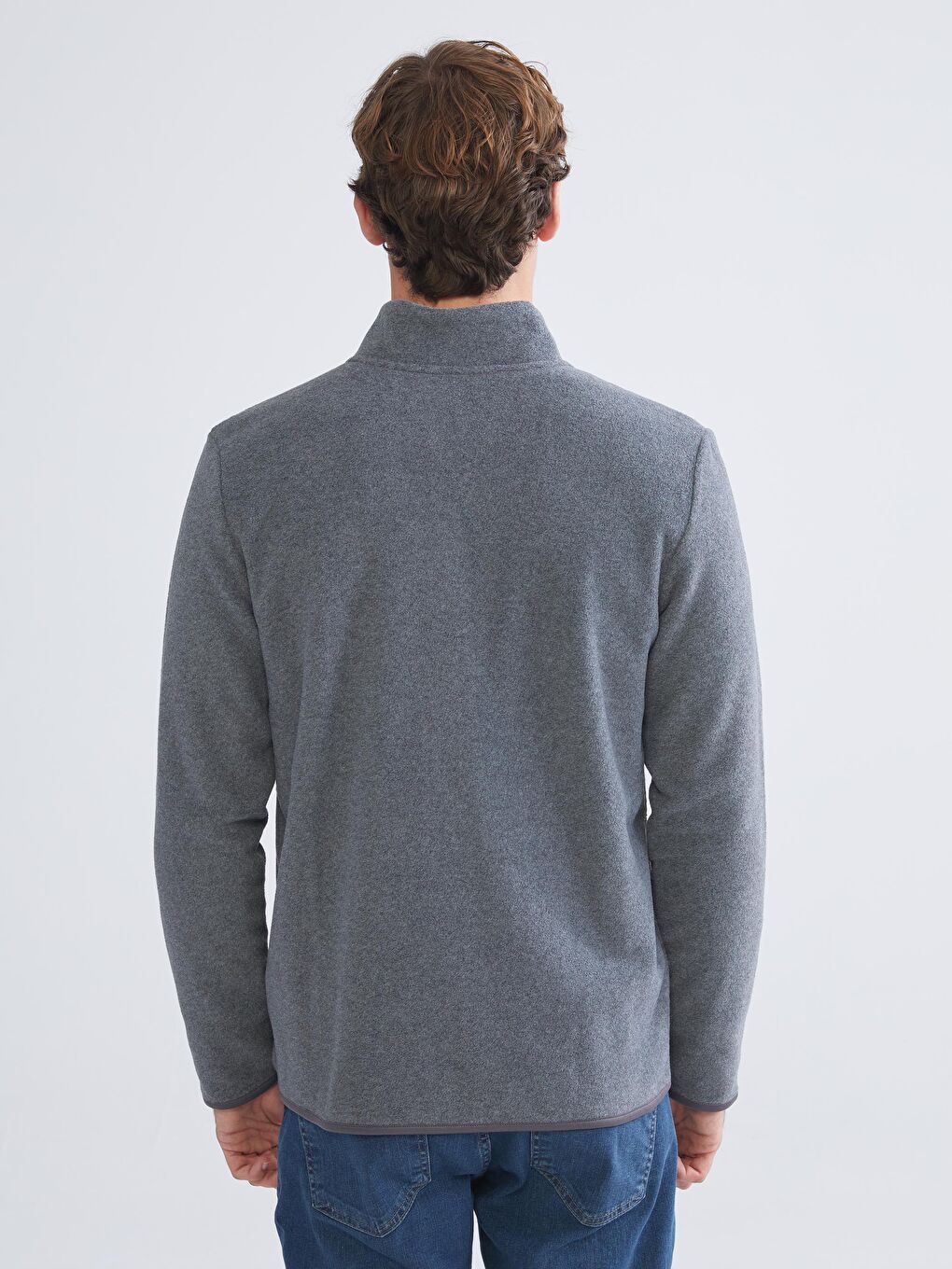 Standing Collar Long Sleeve Polar Men's Zippered Sweatshirt-6